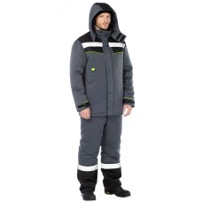 "Костюм  мужской утепленный ""Джокер"" с пк цв. сер.-черн.-лайм р.104-108/182-188"