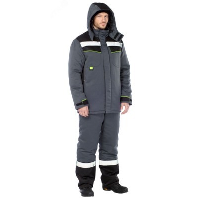 "Костюм  мужской утепленный ""Джокер"" с пк цв. сер.-черн.-лайм р.104-108/182-188"