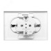 Эпика Механизм розетки двойной 16А с заземлением со шторками с рамкой белый EKF