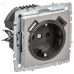 BRITE Розетка 1-местная с заземлением с защитными шторками 16А с USB A+C 18Вт РЮш11-1-БрГН металл хром/никель IEK