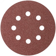 Круги абразивные шлифовальные перфорированные на ворсовой основе под ''липучку'' (Р24, 125 мм, 5шт), Profi