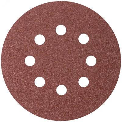 Круги абразивные шлифовальные перфорированные на ворсовой основе под ''липучку'' (Р24, 125 мм, 5шт), Profi