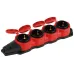 Колодка ЭРА KX-4e-RED-IP44 каучуковая с заземлением 4 розетки 16A IP44 красная