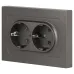 Розетка Intro Accent 6-205-09 двойная 2X2P+E Schuko, 16А-250В, IP20, СУ, AL/CU, титан