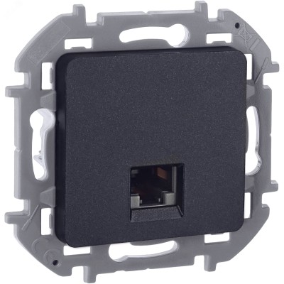 Розетка компьютерная RJ45 категория 6 UTP антрацит INSPIRIA