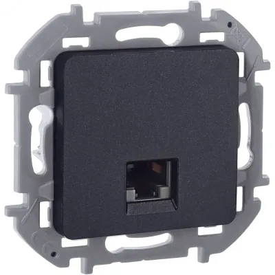 Розетка компьютерная RJ45 категория 6 UTP антрацит INSPIRIA