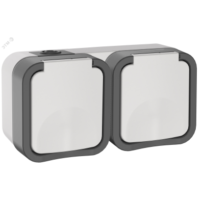 Розетка 2-местная горизонтальная TORS 16А IP55 белый