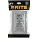 BRITE Розетка 2-местная с заземлением без защитных шторок плоская 16А в сборе РСПл12-3-БрА алюминий IEK