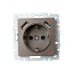 BRITE Розетка с заземлением с защитными шторками 16А с USB A+A 3,1А РЮш10-2-БрТБ бронза