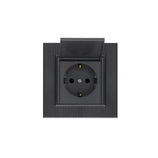 Розетка с заземлением и крышкой 16А KAREA LINE STAR дымчатый