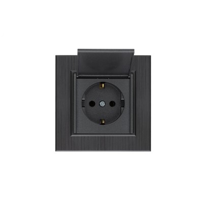 Розетка с заземлением и крышкой 16А KAREA LINE STAR дымчатый