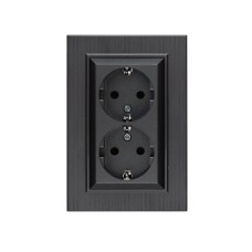 Розетка двойная с заземление 16А KAREA LINE STAR дымчатый