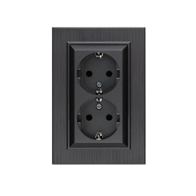 Розетка двойная с заземление 16А KAREA LINE STAR дымчатый