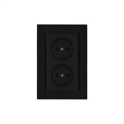 Розетка двойная без заземления 16А KAREA LINE STAR черный