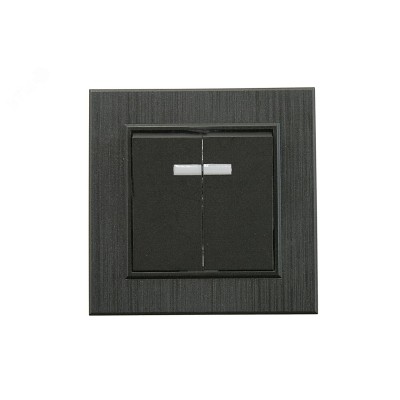 Выключатель двухклавишный с подсветкой KAREA LINE STAR черный