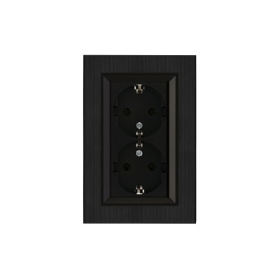 Розетка двойная с заземлением 16А KAREA LINE STAR черный