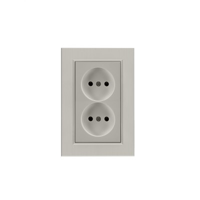 Розетка двойная  без заземления 16А KAREA LINE STAR жемчужный