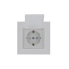Розетка с заземлением и крышкой  KAREA LINE STAR жемчужный