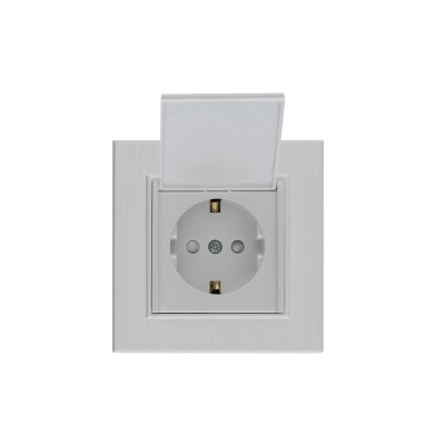 Розетка с заземлением и крышкой  KAREA LINE STAR жемчужный