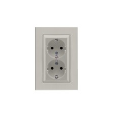 Розетка двойная с заземлением 16А KAREA LINE STAR жемчужный