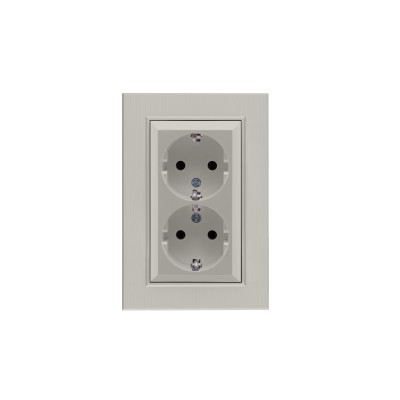 Розетка двойная с заземлением 16А KAREA LINE STAR жемчужный