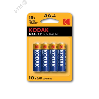 Батарейки Kodak LR6-4BL MAX SUPER Alkaline [KAA-4] (80/400/17600)