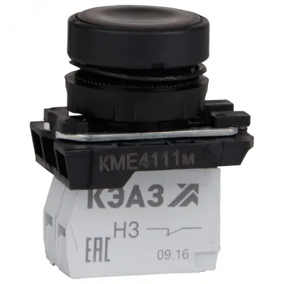Кнопка КМЕ4111м-черный-1но+1нз-цилиндр-IP40