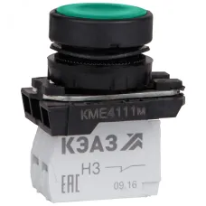 Кнопка КМЕ4111м-зеленый-1но+1нз-цилиндр-IP40