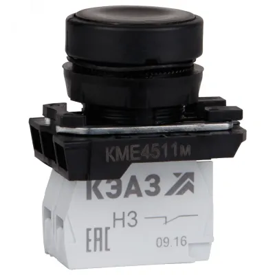 Кнопка КМЕ4511м-черный-1но+1нз-цилиндр-IP54