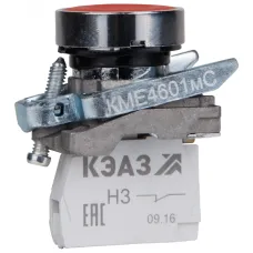 Кнопка КМЕ4601мС-красный-0но+1нз-цилиндр-IP65