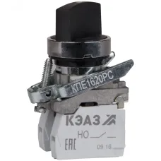 Переключатель КПЕ1620РС-черный-2но+0нз-ручка-фикс-2поз-IP65