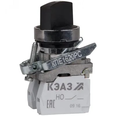 Переключатель КПЕ1620РС-черный-2но+0нз-ручка-фикс-2поз-IP65