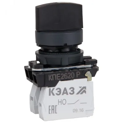 Переключатель КПЕ2620Р-черный-2но+0нз-ручка-фикс-3поз-IP65