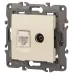 14-3110-02 ЭРА Розетка RJ45+TV, IP20, сл.кость (10/100/1600)