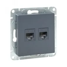 Механизм розетки RJ45 - 2шт  (cat5)  графит Эпика EKF