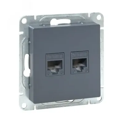 Механизм розетки RJ45 - 2шт  (cat5)  графит Эпика EKF