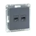 Механизм розетки RJ45 - 2шт (cat5) графит Эпика EKF Механизм розетки RJ45 - 2шт (cat5) графит Эпика EKF