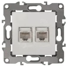12-3108-01 ЭРА Розетка информационная двойная 2XRJ45, IP20, Эра12, белый (10/100/3200)