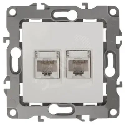 12-3108-01 ЭРА Розетка информационная двойная 2XRJ45, IP20, Эра12, белый (10/100/3200)