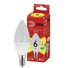 Лампочка светодиодная ЭРА RED LINE LED B35-6W-827-E14 R Е14 / E14 6 Вт свеча теплый белый свет