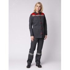 Костюм женский Весна-1 СОП NEW (ткань Смесовая,210) брюки, темно-серый красный, 48-50 182-188