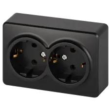 Розетка ЭРА Эксперт 11-2205-05 двойная с заземлением 2х2P+E Schuko IP20 16A-250В ОУ антрацит