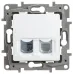 Розетка двойная RJ11+RJ45 кат.5E UTP белый ETIKA