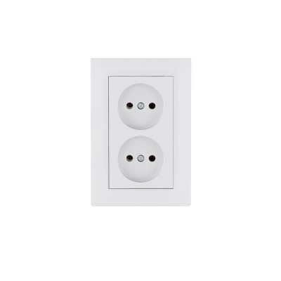 Розетка двойная без заземления 16А KAREA RIZZ белый