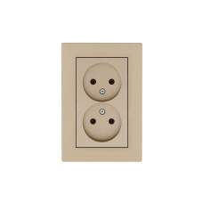 Розетка двойная  без заземления KAREA RIZZ крем