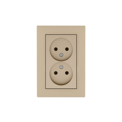 Розетка двойная  без заземления KAREA RIZZ крем