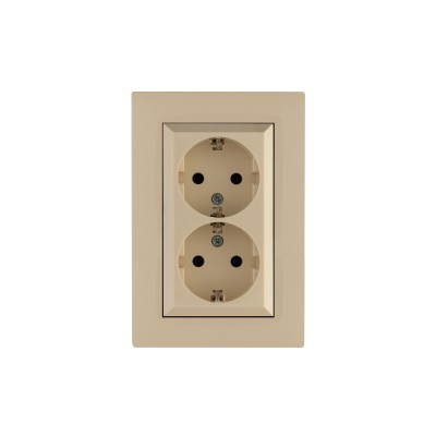 Розетка двойная с заземлением 16А KAREA RIZZ крем