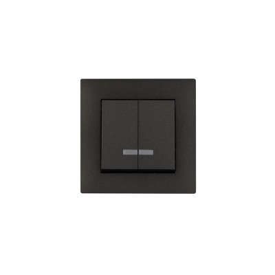 Выключатель двухклавишный с подсветкой KAREA RIZZ STAR дымчатый