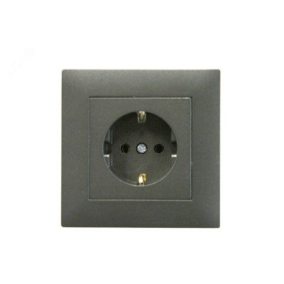 Розетка с заземлением 16А   KAREA RIZZ STAR дымчатый