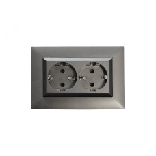 Розетка двойная с заземлением 16А KAREA RIZZ STAR дымчатый